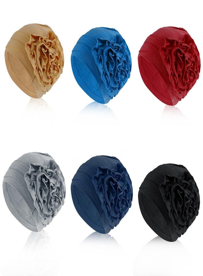 PQJSJDR 6 Pack Cotton Chemo Turbans for Women,Ultra-Soft Cancer Headwear, Elastic Chemo Hats & Head Coverings for Hair Loss Patients, Breathable Headbands & Turban Wraps (6 Colors) - Image 1